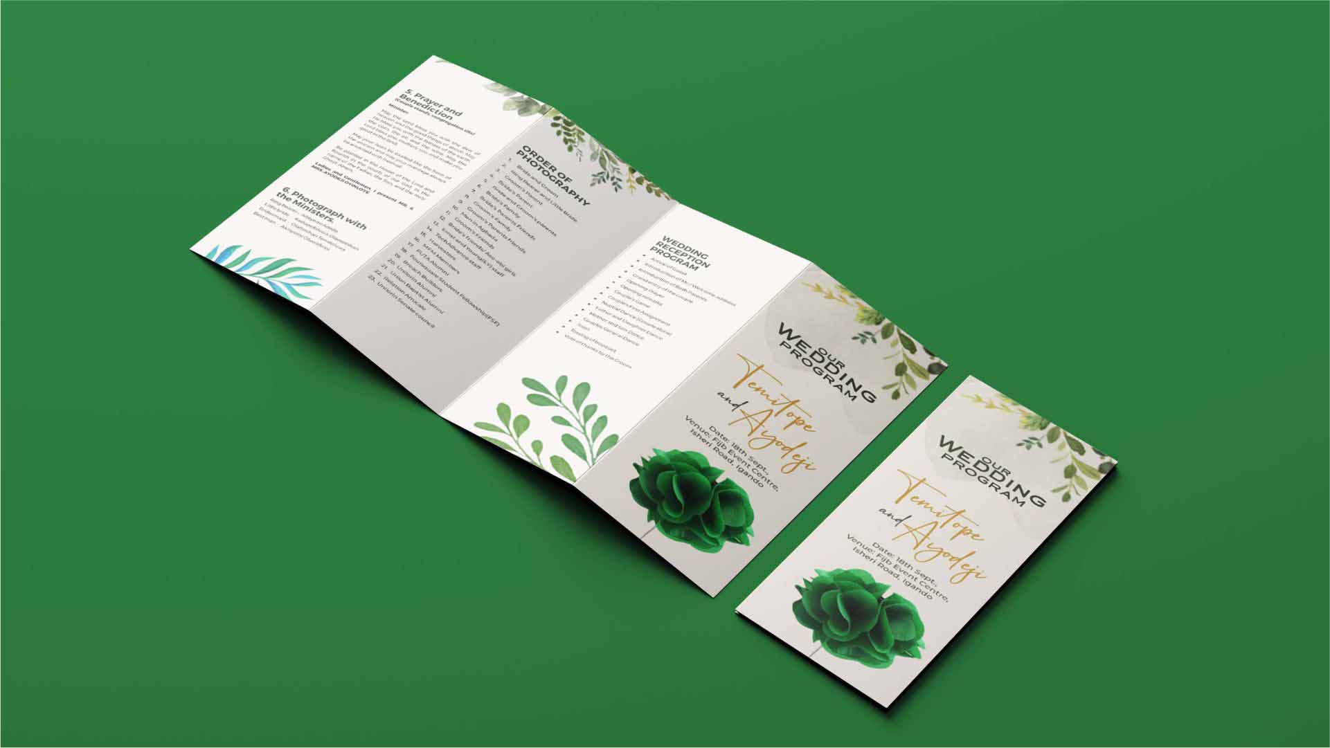 Wedding Ceremony Programme Print and Design in Lagos Nigeria