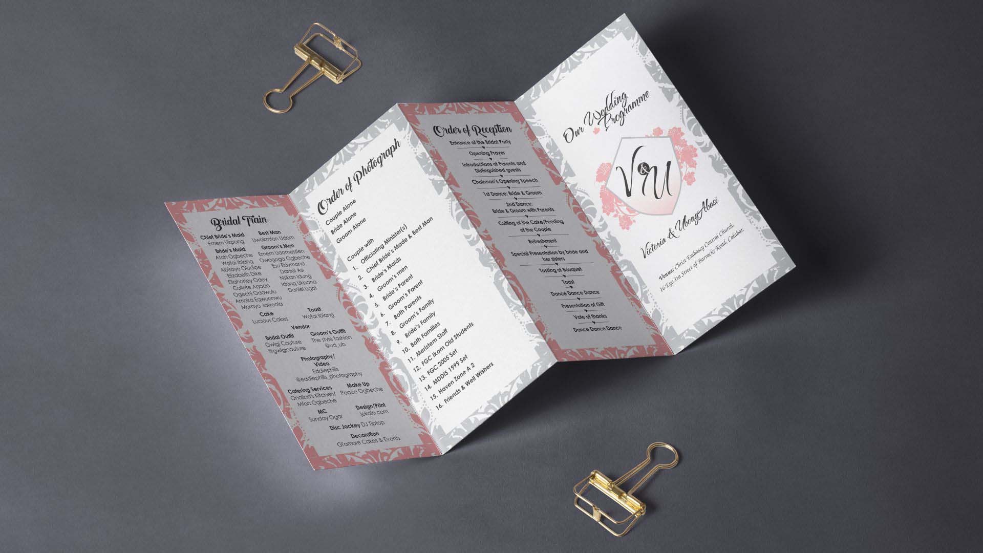 Wedding Programme Design and Printing in Lagos Nigeria