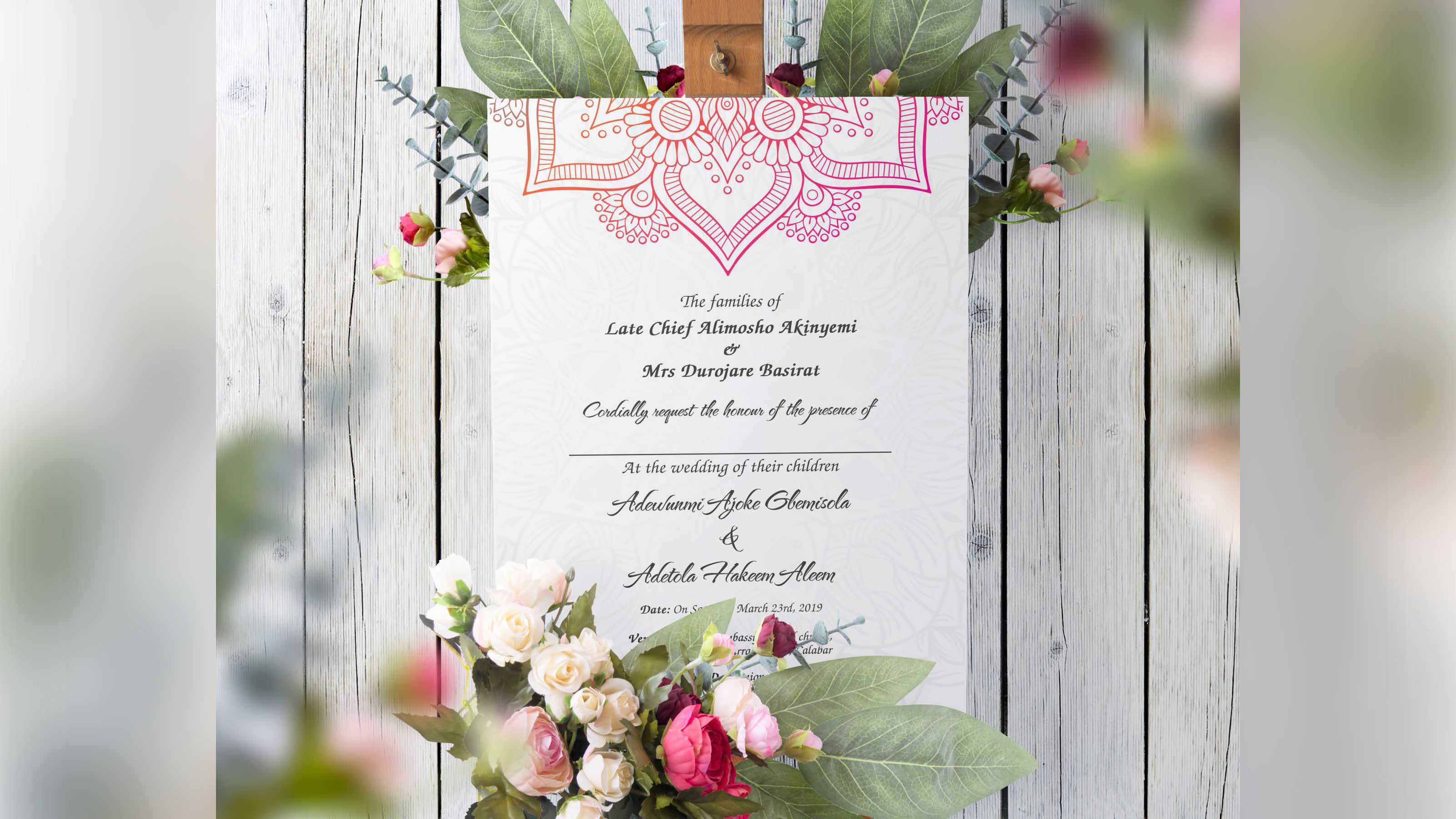Wedding Invitation Card Printing and Design in Lagos Nigeria