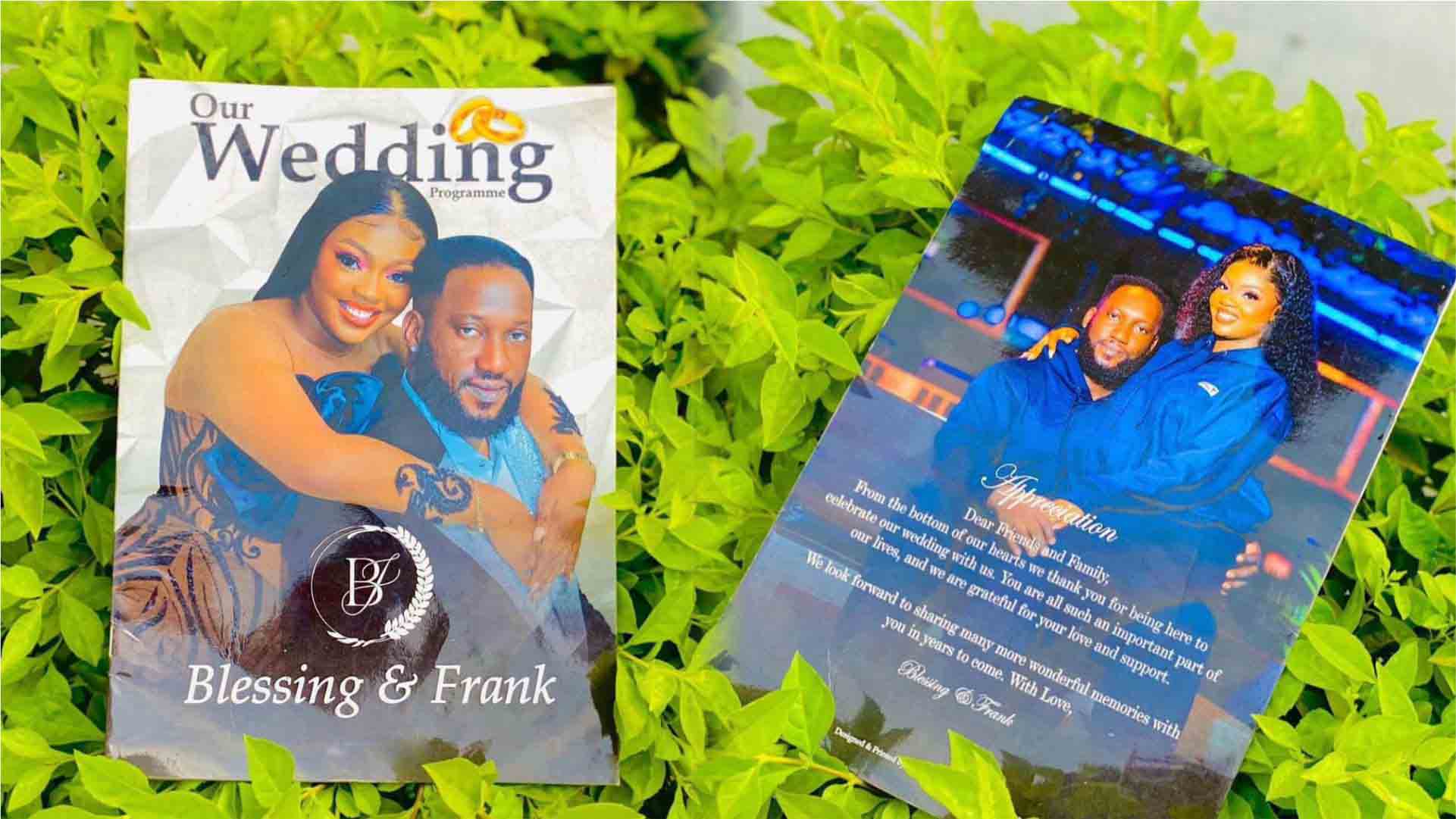 Wedding Programme Design and Printing in Lagos Nigeria