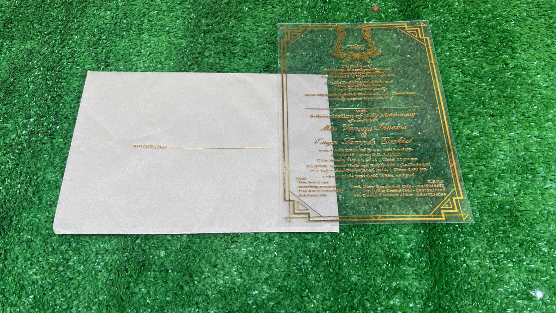 Acrylic Wedding Invitation Card Design and Printing in Lagos Nigeria