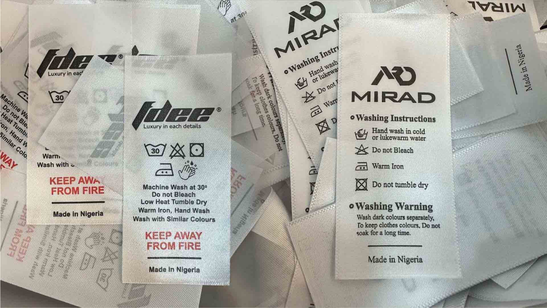 Care/Washing Instructions Design and Print in Lagos Nigeria