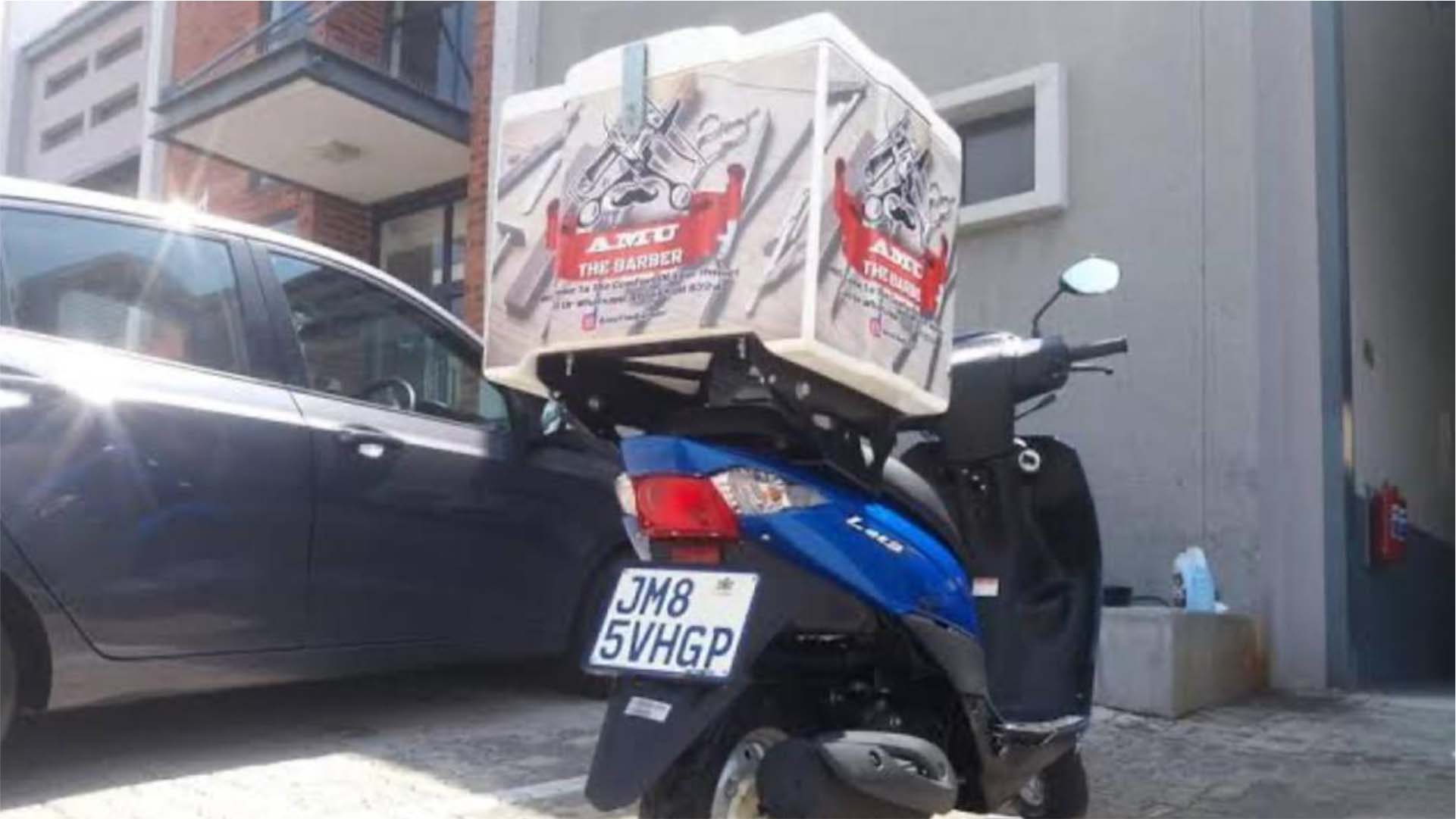 Logistics Courier Dispatch Rider Bike Delivery Box Print and Branding Design in Lagos Nigeria