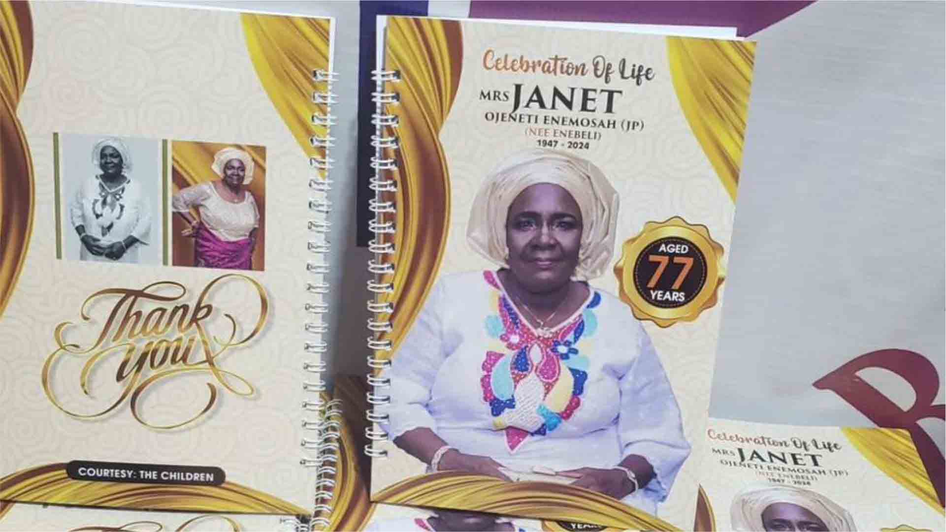 Funeral Jotter / Notepad Printing and Design in Lagos Nigeria