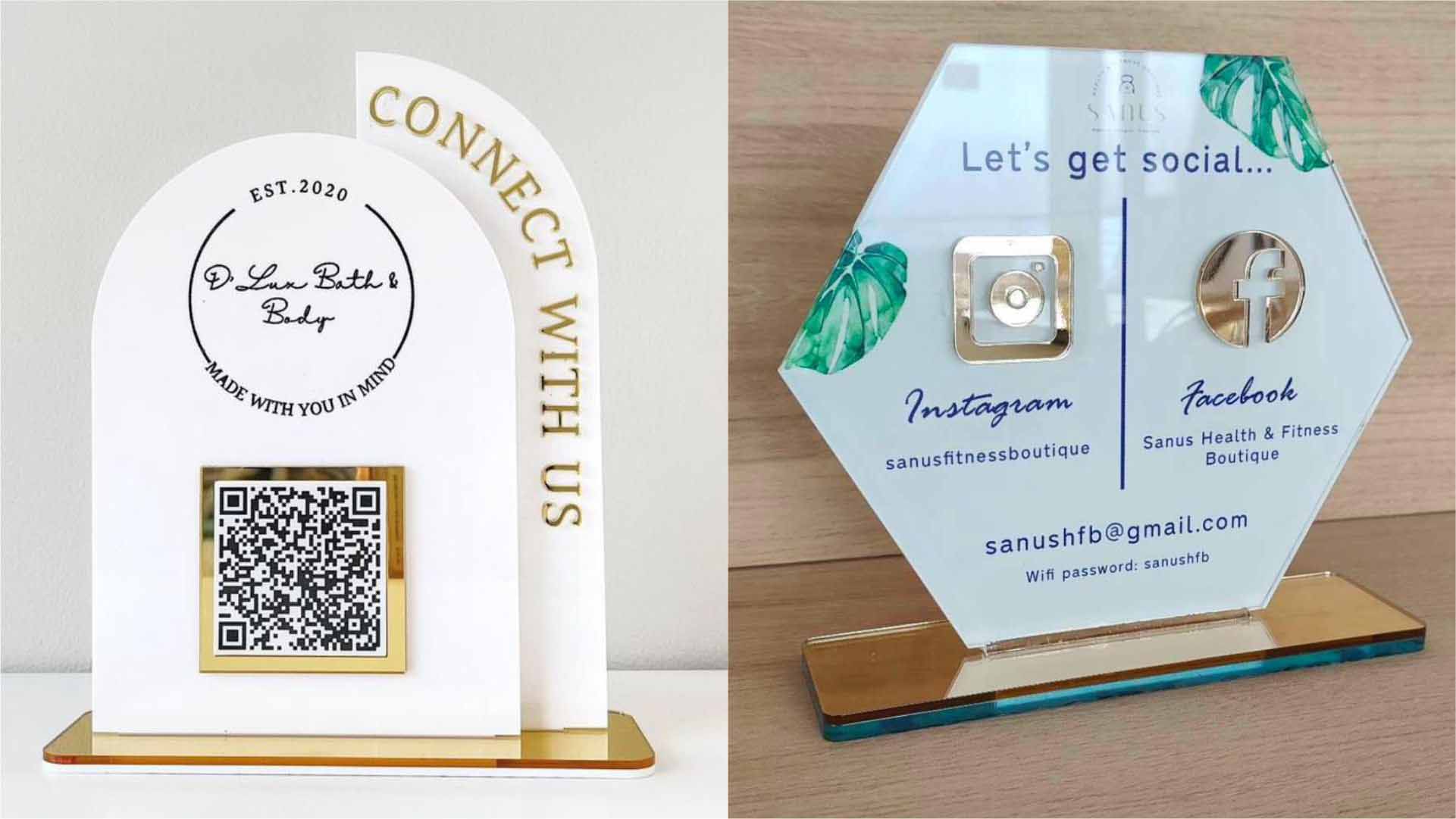 Business Social Media Table Top Sign Stand Print and Payment Display Holder Making in Lagos Nigeria