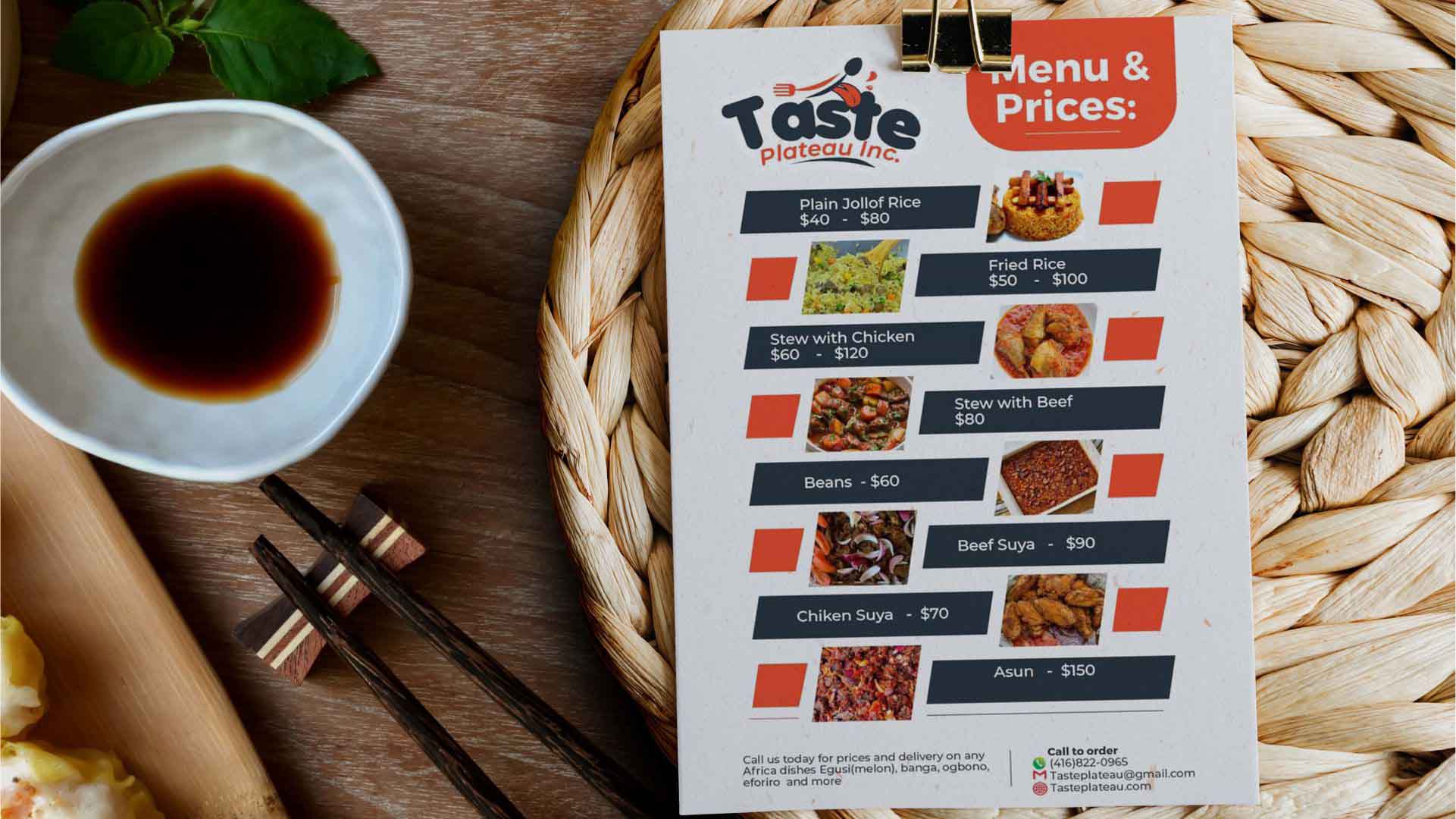 Food Menu Print and Design in Lagos Nigeria