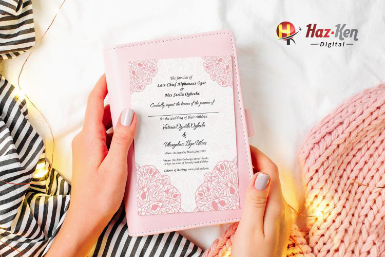 Quality wedding invitation card printing in lagos Hazken Digital